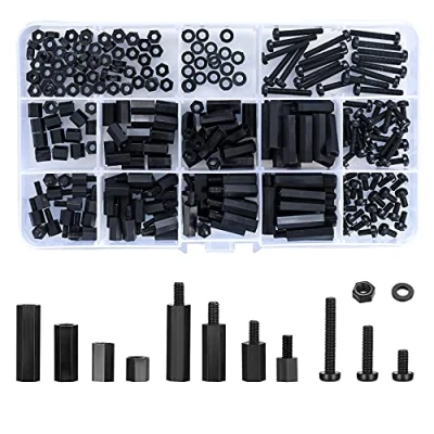Image de Ewwtrey 260 Pièces Entretoises Circuit d&#039;écrou Vis Hexagonales Nylon, M3 écrous d&#039;écartement Mâles Femelles de Carte Mère PCB Pilier (Noir M3)