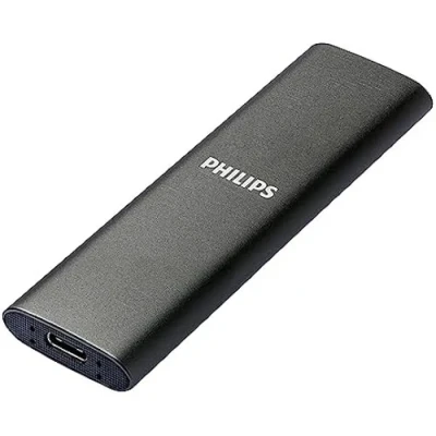 Image de PHILIPS Portable External SSD 1 to Ultra Fin SATA Speed ​​USB C USB, Vitesse de Lecture jusqu&#039;à 540 Mo/s, d&#039;écriture Aluminium