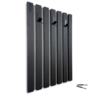 Image de FLEXISTYLE Patère murale, en bois MDF, lamelles, noir, 4 dimensions, 40 x 60 cm, noir