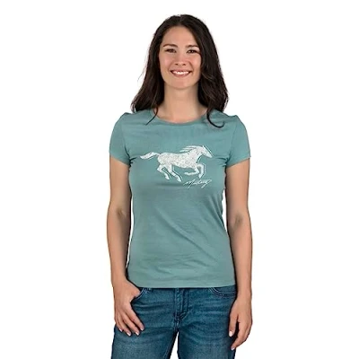 Image de MUSTANG T shirt d&#039;été à col rond et Coupe ajustée Manches courtes Logo imprimé 100 % coton Blanc, bleu, vert, rouge, S, M, L, XL, XXL, Turquoise (1014029 6236), S