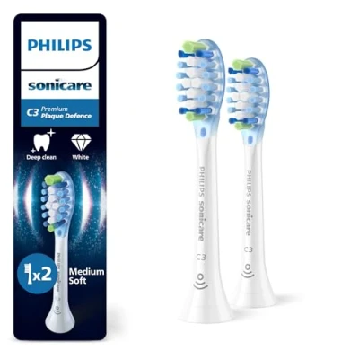 Image de Philips Sonicare C3 Premium Plaque Defence têtes de brosse à dents rechange d&#039;origine, blanc, lot 2, HX9042/87