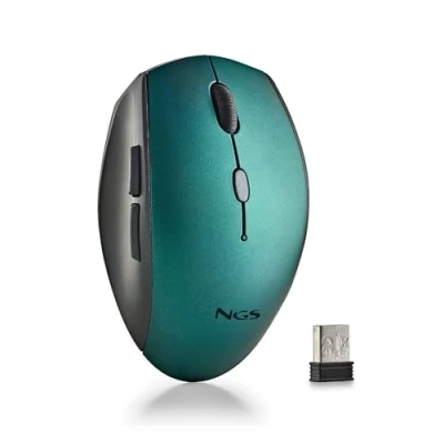 Image de NGS Bee Blue Wireless Mouse, Ergonomic Mouse with Silent Keys, 5 Buttons and Scroll Wheel, 2.4 GHz Connection, Special for Right Handed, Adjustable DPI, Color