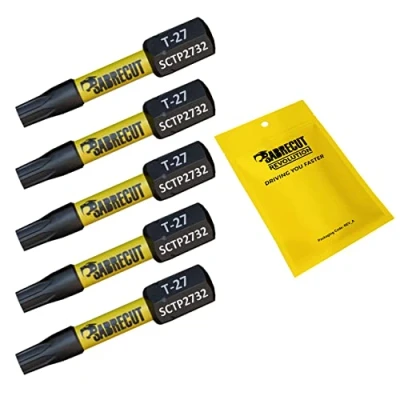 Image de 5 x SabreCut SCTP2732_5 32 mm T27 TX27 Torx Inviolable Sécurité Tournevis à Impact Magnétique Embouts de Heavy Duty Compatible avec Dewalt Milwaukee Bosch Makita et plus