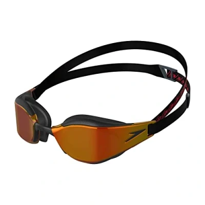 Image de Speedo Fastskin Hyper Elite Mirror Lunettes de natation Mixte Adulte, Noir/Gris oxydé/Or feu, One Size