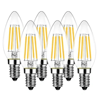 Image de LVWIT Ampoules Bougie à Filament LED E14, 6W Equivalente Ampoule halogène 60W, 806Lm 2700K Blanc Chaud, rétro vintage, Non dimmable, Paquet de 6