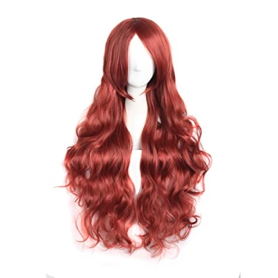 Image de MapofBeauty 80cm/ 31 Pouce Longue Bouclé Femmes Perruques (Orrange Rouge)
