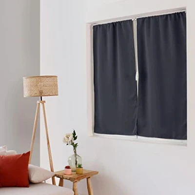 Image de ED ENJOY HOME Rideau Vitrage Occultant, Passe Tringle, Gris Foncé, 60x120cm, 100% Polyester, Tissu Certifié Oeko TEX, Collection Réglisse