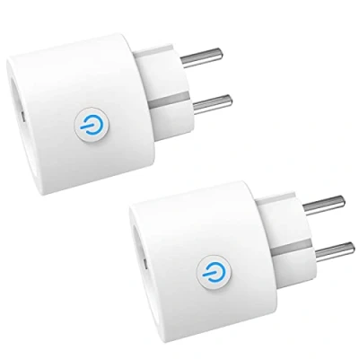 Image de ANTELA Prise Connectée WiFi, 16A Intelligente Compatible avec Alexa, Google Home, Contrôle à Distance, Mesure de Consommation Électrique, Vocal, Fonction Temps, 2PCs