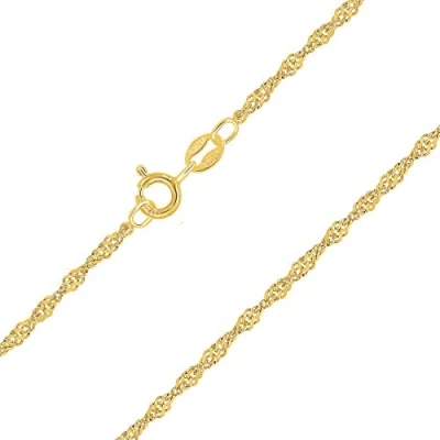 Image de PLANETYS Chaîne Maille Singapour Argent 925/1000 Plaqué Or Jaune 18 Carats Largeur 2 mm 55 cm