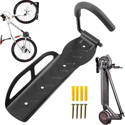 Image de Support mural pour vélo trottinette, crochet d&#039;étanchéité avec protection roue organisateur espace garage caves box