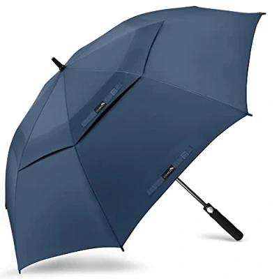 Image de ZOMAKE Grand Parapluie De Golf XL Parapluies Grande Taille 2 3 Personnes Anti Tempete Extra Large Automatique Umbrella Double Canopée Homme Femme(Bleu Marin)
