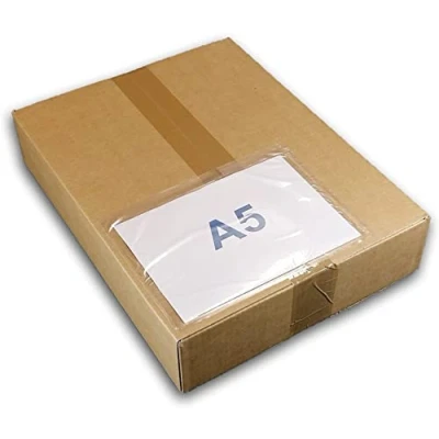 Image de Lot de 5000 Pochette A5 porte documents adhésives transparente d’Expédition autocollante pour petit colis 225 x 165 mm (A4 plié en 2 ) collante insertion des UGPAN3