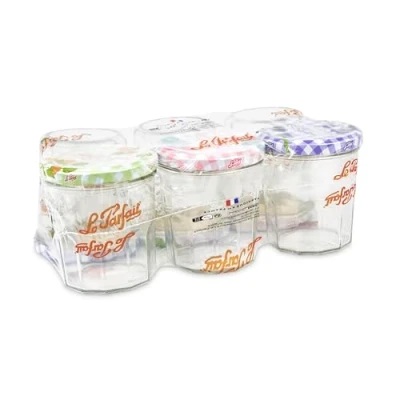 Image de Le Parfait 6585019.0 Confituriers Verre Lot de 6 couvercle coloris aleatoire