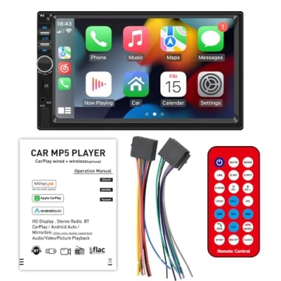 Image de VIGORFLYRUN PARTS LTD Autoradio Bluetooth, 2 Din 7&#039;&#039; Écran Tactile Lecteur MP5 Radio Stéréo de Voiture, Mirror Link Aux Input SD USB FM avec Caméra Recul 7010B