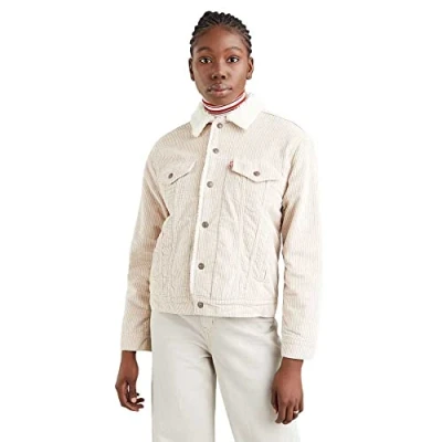 Image de Levi&#039;s Ex Boyfriend Sherpa Trucker Veste, Pebble Ciment, XS Femme