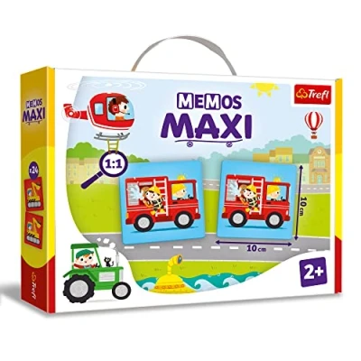 Image de Trefl Mémos Maxi Véhicules Jeu de Mémoire Educatif pour Les Plus Jeunes, Gros Eléments et Carton Epais, Enfants à partir 2 Ans