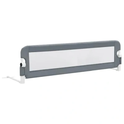 Image de vidaXL Barrière de Sécurité Lit Enfant Rail Pliable Protection Bébé Chambre à Coucher Gris 150x42 cm Polyester