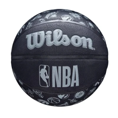 Image de Wilson Ballon de Basket, NBA ALL TEAM, Pour Terrains extérieurs, caoutchouc, Taille : 7, Noir