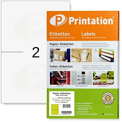 Image de Printation 210 x 148,5 mm A5 Power Labels Haft PLUS fortement adhésif auto imprimable, 100 feuilles DIN A4 200 210x148,5 1x2 étiquettes d&#039;adresse blanches DHL adhésives d&#039;expédition