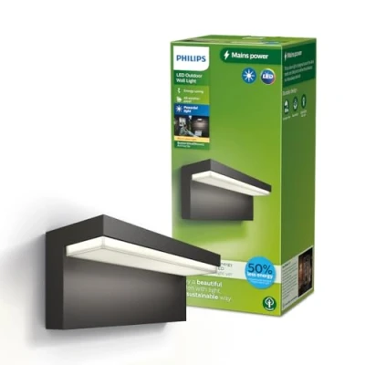 Image de Philips Bustan Applique d&#039;extérieur UltraEfficient, 3,8 W, 2700 K, anthracite, IP44 résistante aux intempéries
