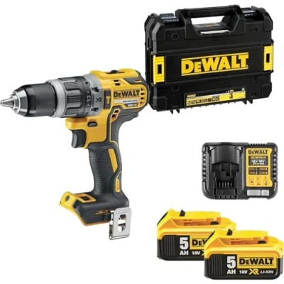 Image de DEWALT perceuse visseuse à percussion compact brushless XR 18V sans fil avec coffret TSTAK 2 batteries / chargeur vitesses 0 550/2000 tr/min 420W DCD796P2 QW