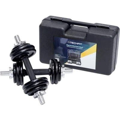 Image de TechFit Lot de 15 kg haltères réglables en fonte pour musculation, entraînement, gym à domicile