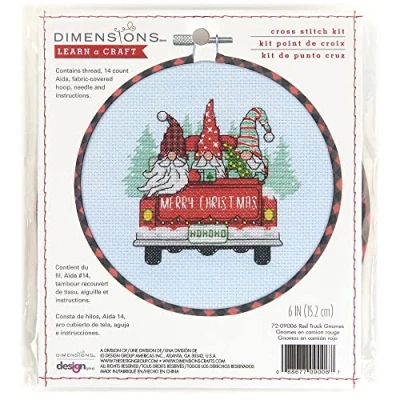 Image de Dimensions Kit de broderie au point croix compté Noël, tissu bambou, 14 ct. Aida bleu clair, 15,2 cm D