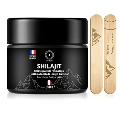 Image de Oshun® Shilajit Himalaya 50g 80% d&#039;acide fulvique &amp; 11% humique Testé en Laboratoire Riche vitamines, minéraux et compléments complement alimentaire shilajite