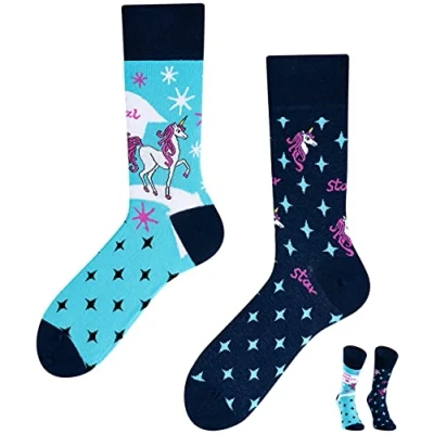 Image de TODO Colours Fantaisie Chaussettes Rigolotes Homme et Femme motif drôle multicolore (35 38, Licorne)
