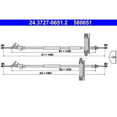 Image de ATE 24.3727 0651.2 Câble De Frein 1483, 1483 FORD: Focus Mk1 3/5 portes, Break, Berline