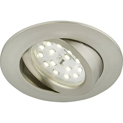 Image de BRILONER 7209 012 Encastrables LED,Spot, faible hauteur d&#039;encastrement, connection directe, pas de transfo.nécessaire, orientable, rond, nickel mat, Plastique, 5 W, 8.2 x W. H. 2.8 cm