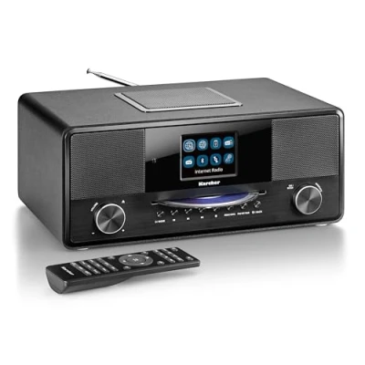Image de Karcher DAB 9000CDi Radio Internet avec lecteur CD DAB+/FM RDS, Wi Fi &amp; Bluetooth, port USB, AUX IN, réveil double alarme, caisson de basses intégré) Noir