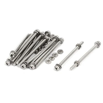 Image de sourcing map M3 x 50mm Tête Cruciforme Vis Ecrous avec Rondelles 304 acier inoxydable 15 sets