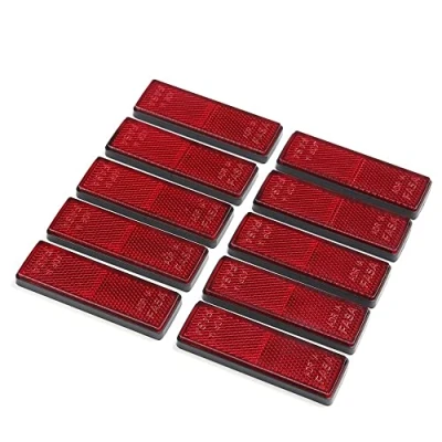 Image de ETUKER 10 x Catadioptres Rectangulaires Auto adhésif Rectangulaire Catadioptre Remorque Réflecteurs Rectangulaires, pour RV/Caravanes/Voiture/Remorque/Avertissement de Sécurité(Rouge)