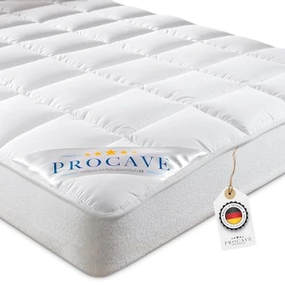 Image de PROCAVE Protège matelas Micro Comfort Blanc 180 x 200 cm Avec bordure de serrage Hauteur jusqu&#039;à 30 Convient également pour les lits à sommier tapissier et eau Microfibre 100 % polyester