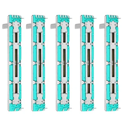 Image de Potentiomètre à glissière 5 pièces Faders de Mélangeur 75mm B10K droite double canal Fader droit des fins multiples