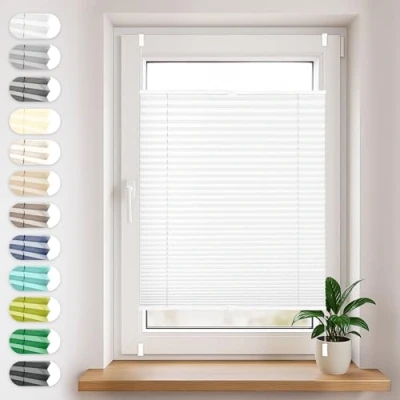 Image de Store plissé prêt à l&#039;emploi Sonello Klemmfix sans perçage 30cm x 100cm, blanc, pour les portes et fenêtres, opaque, protection de la vie privée, solaire, enrouleur