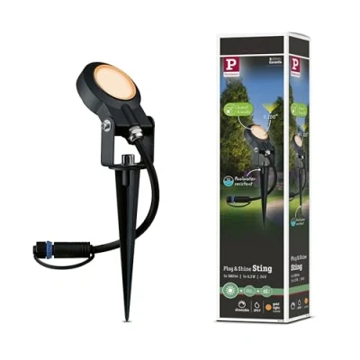 Image de Paulmann 94728 luminaire d&#039;extérieur LED Plug &amp; Shine Proj. Jardin Sting Spot indiv. Respect Insectes IP67 2200K 6,3W Anthracite Rond gradable Alu, Aluminium, 6.3 W