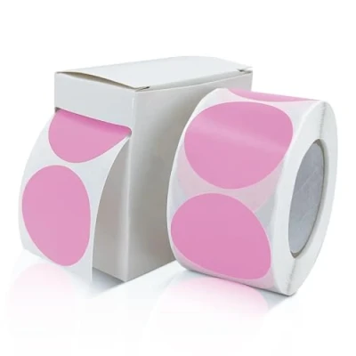 Image de Autocollants Ronds 38mm Rose Rouleau Autocollant Petits Points De Colle Étiquettes Code Couleur Cercles Détachables Résistant Aux Intempéries Avec Boîte Distributrice 500 Pièces