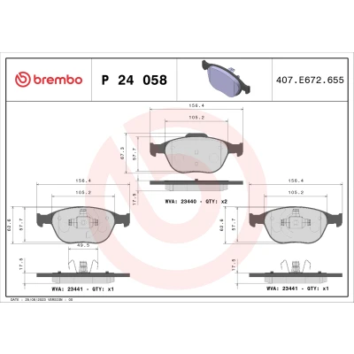 Image de BREMBO P 24 058 Jeu de plaquettes frein PRIME LINE Ring contact signal d&#039;usure exclu avec clip piston sans accessoires