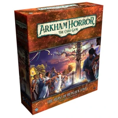 Image de Arkham Horror The Card Game Feast of Hemlock Vale Extension de campagne Découvrez une mystérieuse île interdite. LCG coopératif, à partir 14 ans, 1 4 joueurs, 2 heures jeu, fabriqué