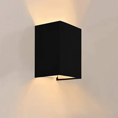 Image de lux.pro] Applique Murale Moderne Lampe Intérieure Luminaire en Forme Angulaire E27 60 W 20 x 16 13 cm Abat Jour Lin Noir