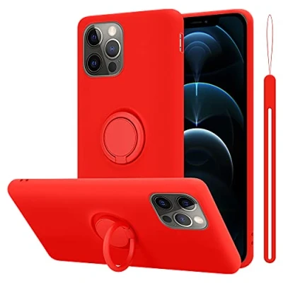 Image de Coque pour Apple iPhone 12 PRO MAX en LIQUID RED Housse de protection Étui silicone TPU flexible avec anneau Neuf