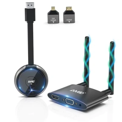 Image de HDMI sans Fil Émetteur et Récepteur 4K/5G, VGA Double Écran, Wireless Transmitter Receiver Streaming Signal Audio Vidéo Stable 165FT pour Laptop/PC/Camera vers Monitor/Projector/HDTV,