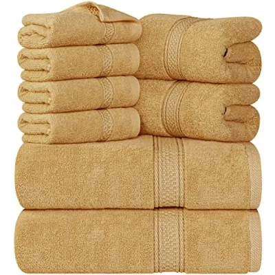 Image de Utopia Towels Ensemble de Serviettes Bain 8 pièces; 2 Bain, essuie Mains et 4 débarbouillettes Coton Qualité d&#039;hôtel, Super Doux très Absorbant (Beige)
