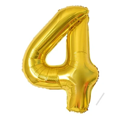 Image de Ballon d&#039;anniversaire numéro 4 ans d&#039;or 3 XXL géant en 40&quot; 101cm Décoration .S&#039;envole avec de l&#039;hélium