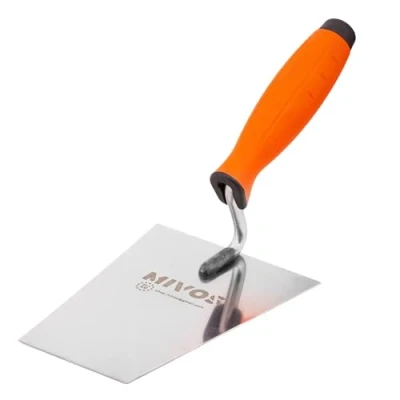 Image de Mivos Truelle de Maçon Trapézoïdale en Acier Inoxydable 160 x 75 mm Trapèze Spatule Plâtrier avec Poignée Caoutchouc Outil pour Travaux Maçonnerie Fabriqué UE