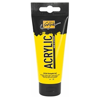 Image de Kreul 84104 Solo Goya Acrylic, tube de 100 ml en jaune clair véritable, peinture acrylique crémeuse polyvalente qualité étude, à base d&#039;eau, séchage rapide et mat