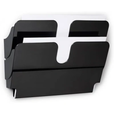 Image de Durable FLEXIPLUS 1709022060 Distributeur de brochures 2 compartiments A4 paysage porte documents magnétique Noir