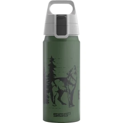Image de Sigg Gourde Enfant En Aluminium WMB ONE Brave Loup Pour l&#039;École et le Sport Convient Aux Boissons Gazeuses Étanche &amp; Légère Sans BPA Certifiée Neutre CO2 Vert 0,6L